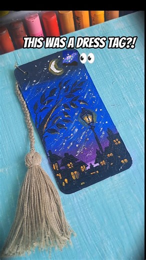 Dress Tag into Tiny Bookmark 🌌 | Ep.6|Windy Night | #shorts #art #artshorts