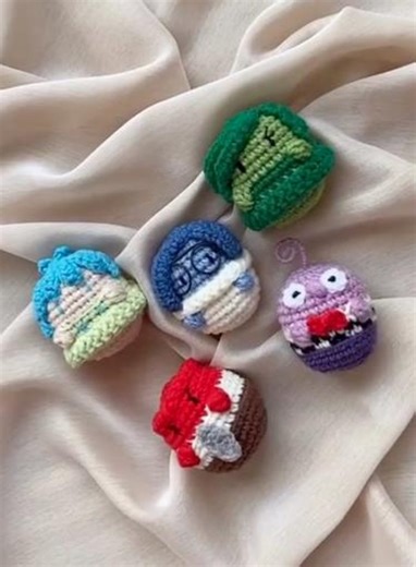 Inside Out Bag Charm, Crochet Plush Keychain Set Joy Sadness Fear Disgust Anger Characters for Handmade Gift - Etsy