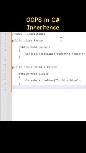 Learn Inheritance in C# with simple parent-child example. #csharp #oops #inheritance #dotnet