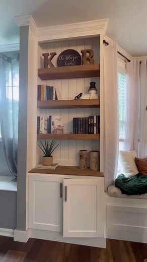 Pt. 2 of how to make built-in shelves! #DIY #builtins #homeimprovement #homeprojectdiy