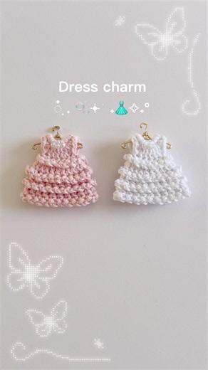 少しの糸で簡単👗ドレスチャーム #shorts #かぎ針編み #編み物 #ドレス #ストラップ