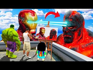 GTA 5 | GTA5 BUT WHATEVER TITAN LAVA GOD MONSTER VS IRON MAN SHINCHAN DRAWS COMES TO REAL LIFE