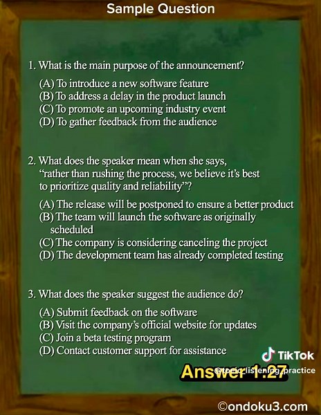 TOEIC Part 4 リスニング練習問題