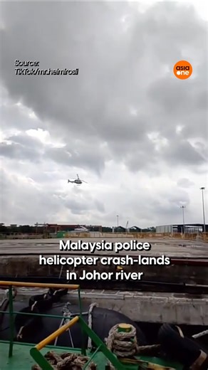 A Royal Malaysia Police Airbus AS355N helicopter 🚁 participating in a mock nuclear drill exercise crash landed in Sungai Pulai, Johor on Thursday (July 10). All five onboard the helicopter were rescued. The incident is under investigation. #news #Malaysia #Aviation #Police #Accident | AsiaOne
