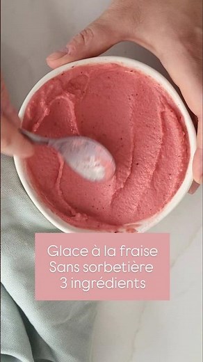 🍓 Glace express et healthy aux fraises sans sorbetière avec seulement 3 ingrédients 🍓