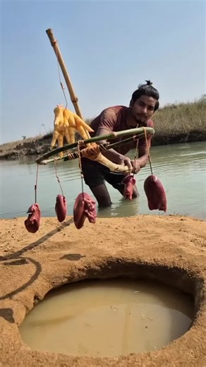 Unbelievable technique trap fishing system river #fishing #video #fish #trap #viralchallenge