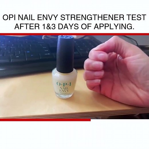 OPI Nail Envy strengthener test after 1&3 days of applying.