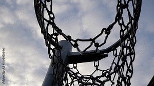 Hoop Metal and Steel Chain Net Against Sky from Below in Edinburgh Stock ビデオ