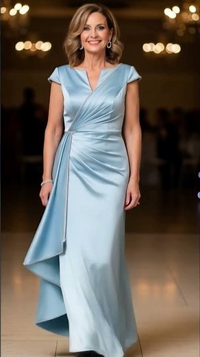 Serene Elegance: Light Blue Satin Mother-of-the-Bride Dresses
