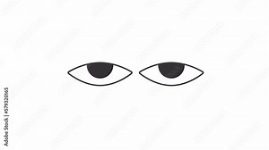 Animated moving eyes loader. Confused looking. Simple black and white loading icon. 4K video footage with alpha channel transparency. Wait-animation progress indicator for web UI design Stock Video