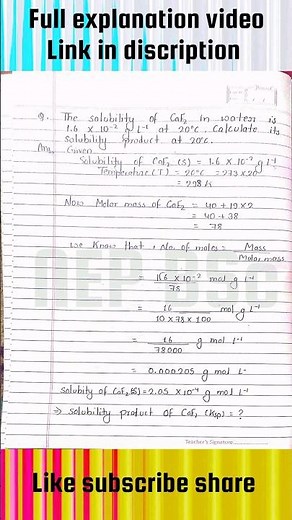 The solubility of CaF2 in water is 1.6 × 10^-2 g L^-1 at 20°C. Calculate its solubility product #vbu