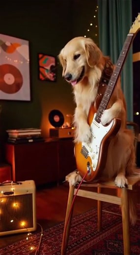 Dog Playing Guitar... How Funny the Dog Looks