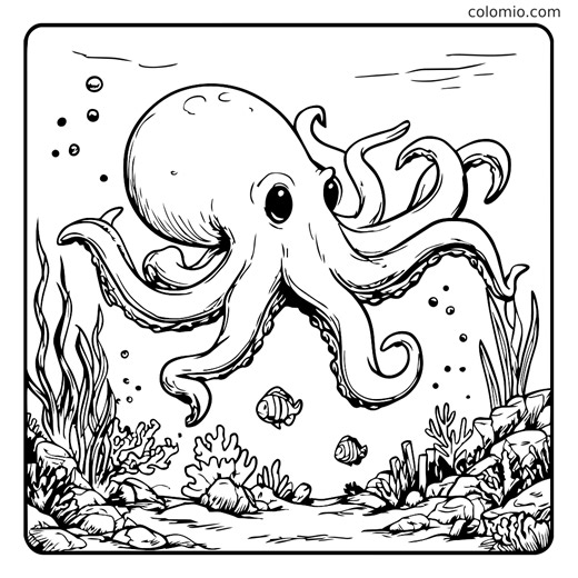 Free Octopus Coloring Page PDF | Colomio