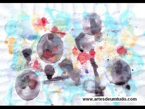 Como pintar com Bolhas de Sabão / pintura com bolinhas e guache #artesdeumtudo