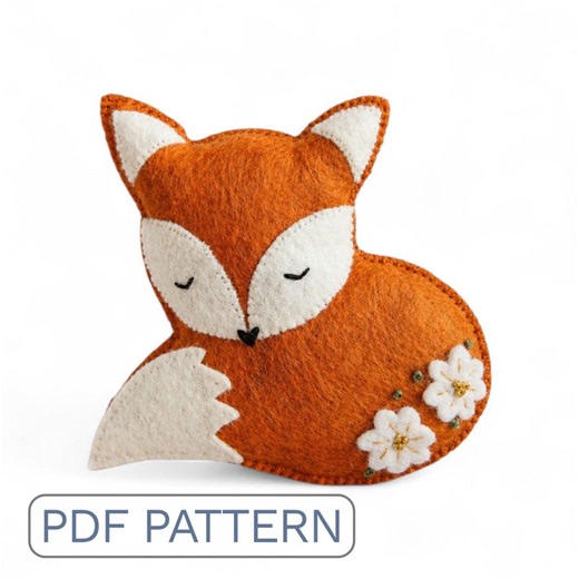 Easy Felt Fox Pattern PDF, Cute Sleeping Fox Sewing Pattern, Woodland Animal Plush Template, Beginner Friendly DIY, Instant Download - Etsy