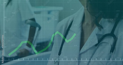 Dr writing chart starting graph cam pulling back showing scope staff working smiling showing health
