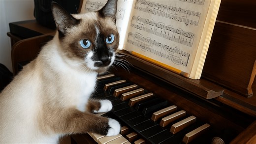 Cat pretends he knows piano