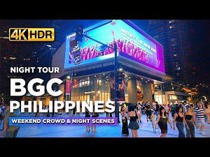 BGC AT NIGHT Weekend Tour | See the LIVELY CROWD at Bonifacio Global City Philippines【4K HDR】