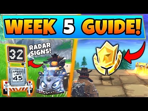 Fortnite WEEK 5 CHALLENGES GUIDE! - RADAR SIGNS Locations, Secret Star (Battle Royale Season 6)