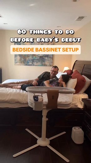 Baby Prep 55/60- bassinet bedside setup 💤🌙 Welcome to 60 Things to Do Before Baby’s Debut 👶🏻🍼 follow & comment BEDSIDE and I’ll DM you my full Google sheet checklist ✔️ plus I’ll send info on everything in this video #babyprep #thirdtrimester #pregnancy #pregnancyjourney #bassinet #newbornsleep #nesting | Julia Belt