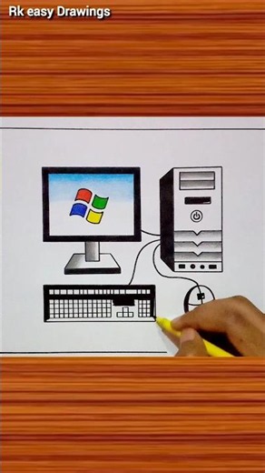 Computer Drawing 🖥️✨ / Easy Drawing for Beginners #shorts #drawing #computerdrawing #art