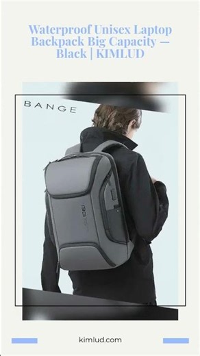 Waterproof Unisex Laptop Backpack Big Capacity — Black | KIMLUD