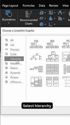 How to create a organisation chart in excel? How to insert a SmartArt in excel??