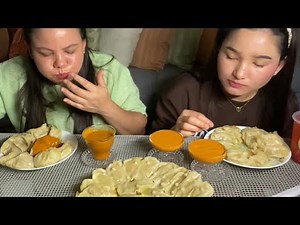 Mutton momo spicy achar so tasty😘mukbang
