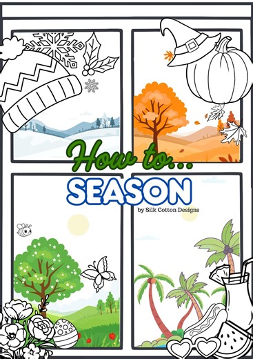 Seasonal Coloring Pages for Adults | Spring, Summer, Fall, Winter Scenes (20 Page Bundle)