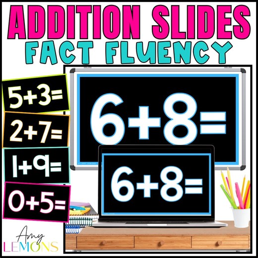 Practicing fact mastery with your students can be as easy as a CLICK! 👍🏻 With these Addition Fact Fluency Slides for Addition Fact Practice, you'll have a seamless way to quickly review addition facts on your classroom screen. Use these slides for individual practice or whole group instruction to practice with addends from 0-10 and sums within 20 for the following equations: ✅ Facts in Order ✅ Facts with Mixed Order ✅ Combined Facts Access the Addition Fact slides here ✨ https://bit.ly/addfact
