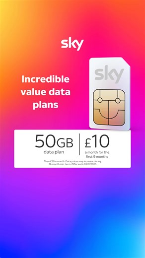 BIG DATA, Small Prices, Get 50GB of data for only £10 a month on Sky Mobile! 🤩 | Sky