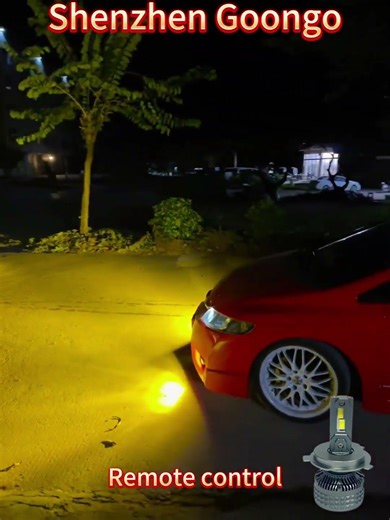 Remote control LED headlight bulb, 3 colors and flashing light #automobile #ledheadlight #ledlights