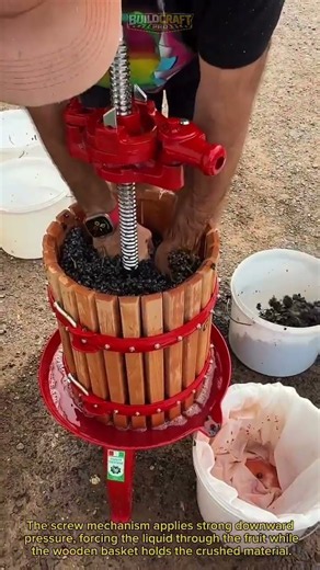 How a Traditional Fruit Press Extracts Juice Fast! #FruitPress #Winemaking #JuiceMaking #FruitTools