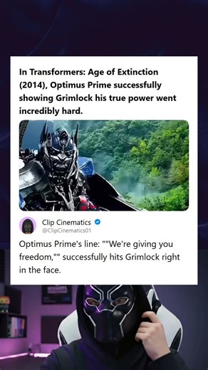 Transformers Age of Extinction 2014 Optimus Prime Showing Grimlock His Power