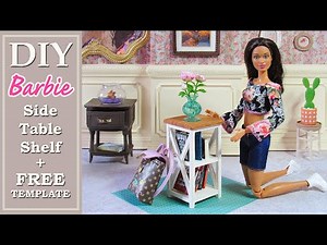 DIY Barbie Side Table Shelf + Free Template | Handmade Furniture Craft 1:6 Scale