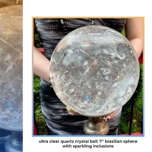 Ultra Clear Quartz Crystal Ball: 7" Brazilian Sphere with Sparkling Inclusions