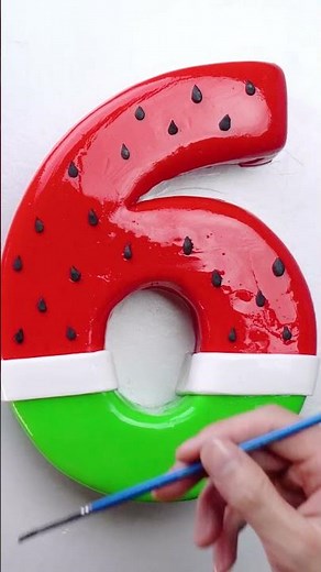 Number Six Watermelon Cake Decorating #shorts
