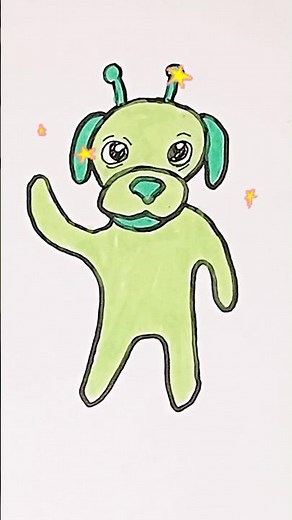 Gog the Alien Green Dog drawing for kids #shorts
