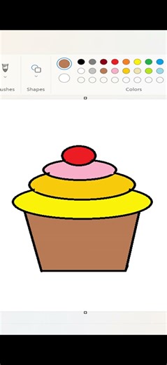 How to draw cup cake in ms paint | paint in computer| art #painting #drawing #cupcake