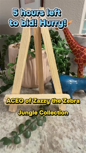 ACEO of Zazzy the Zebra ends in 5 Hours, hurry and out your bid in! #aceo #zebra #jungle #smallartist #zoo