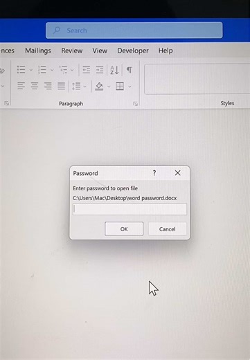 របៀបដាក់លេខសម្ងាត់ក្នុងកម្មវិធី Word