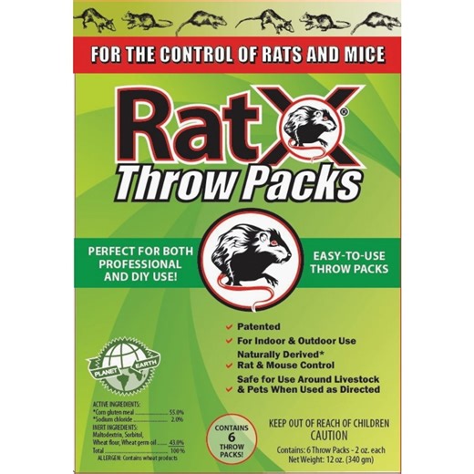 RatX Throw Packs Bait Pellets for Rats and Mice, Pack of 6-12oz