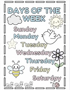 Days of the Week Printable for Kids | Coloring Worksheet Learning Activity | Preschool & Toddler Homeschool PDF | Instant Download - Etsy