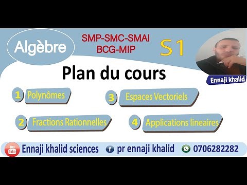 Algèbre S1 SMP SMC SMAI BCG MIP plan du cours