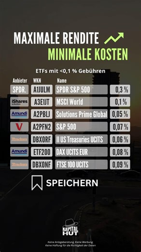 Viel Rendite und wenig Kosten ? Diese ETFs liefern beides!