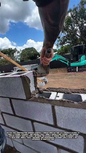 Professional Concrete Block Laying | Bricklaying Skills in Action! 🧱.