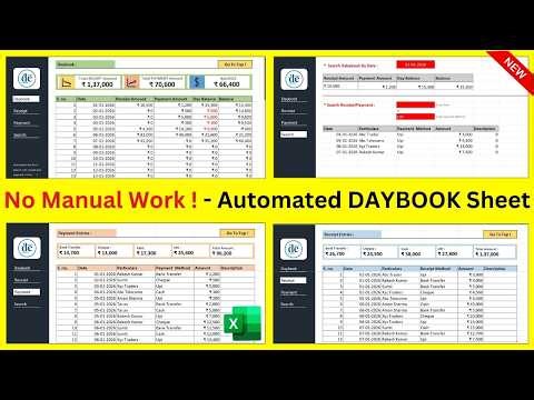 Automated Day Book Creation in Excel | Payment & Receipt Day Book in Excel (Hindi)