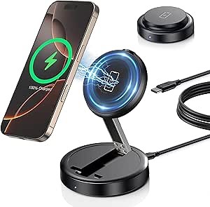 Magnetic Wireless Charger 15W Fast Mag Safe Charger Pad for iPhone 16 Pro Max/16 Pro/16 Plus/16/15/14/13/12 Series Foldable Charging Station Apple Mag-Safe Charger for AirPods 3/2/Pro 2/Pro