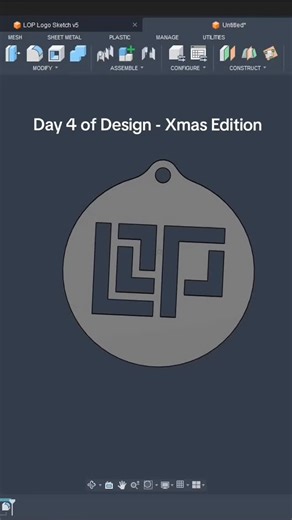 Lots Of Projects on Instagram: "Day 4 of my designs - Christmas Edition Merry Christmas and Happy Holidays from LOP I designed this Xmas ornament in my CAD software in under 5 minutes It only took a few circles and a copy and pasted logo to bring this design to life. Make sure to follow to stay up to date on my designs. #design #3dmodeling #3dprint #custom #engineering"