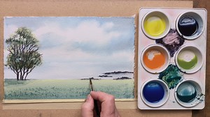 Join Bill Holkham and learn how to paint a simple watercolor landscape and sky. The best bit, theres no sketching needed. #watercolorforbeginners #watercolorpainting #watercolor_daily #watercolorart #watercolorist #watercolor #painting #art #easyart | Let's Paint Watercolors